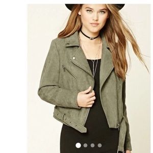 Moto Biker Jacket- Faux suede/leather material